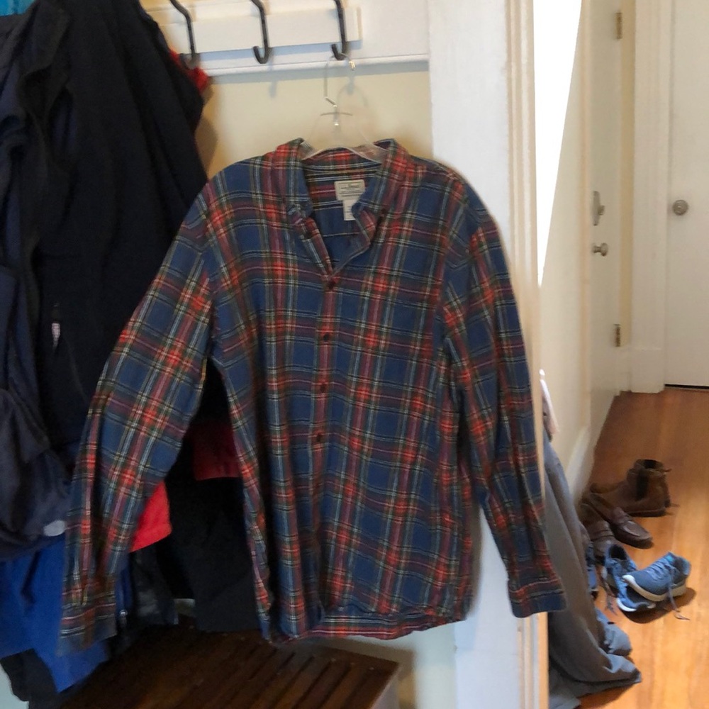Blue and red flannel button down